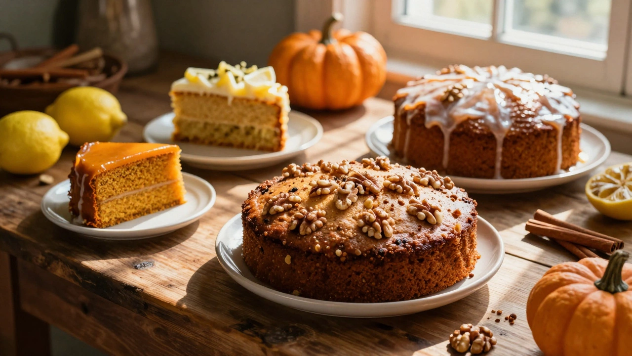 Assortment of carrot, pumpkin, and lemon pound cakes