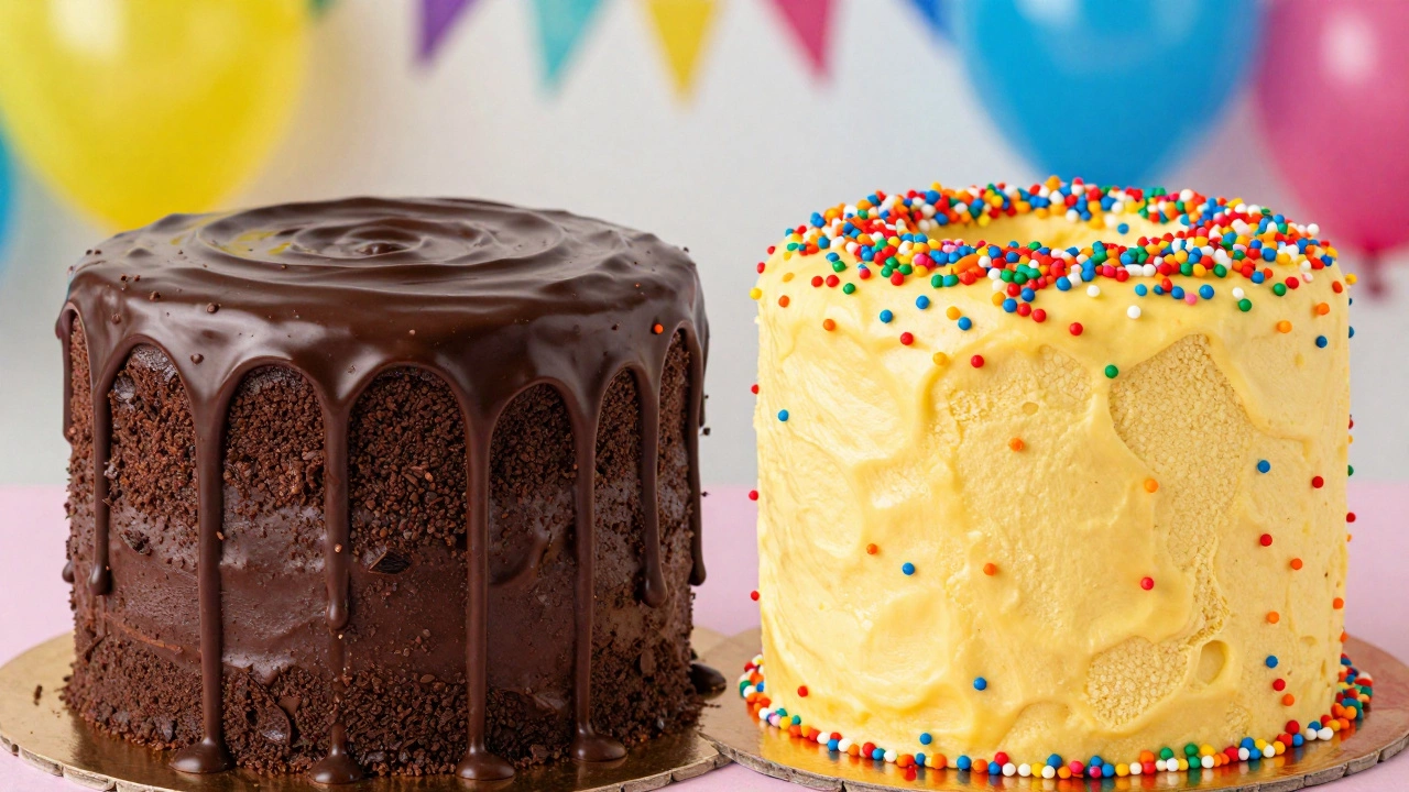 Chocolate fudge and funfetti cakes for a celebration