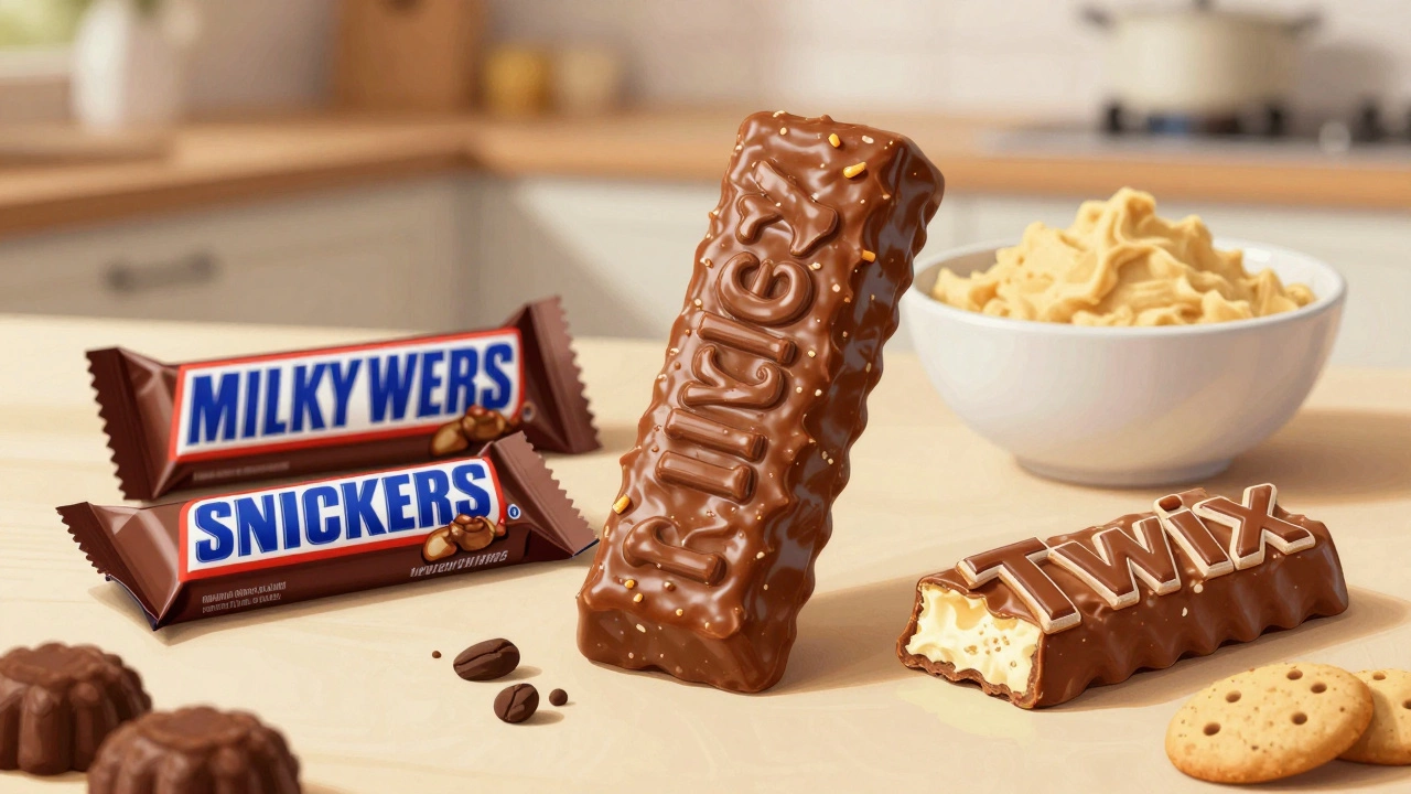 Comparison of Milky Way, Snickers, and Twix bars for baking cookies.