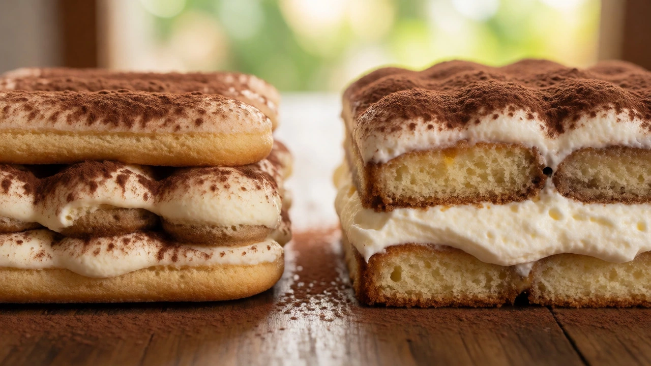 Side-by-side comparison of traditional Italian and Brazilian tiramisu